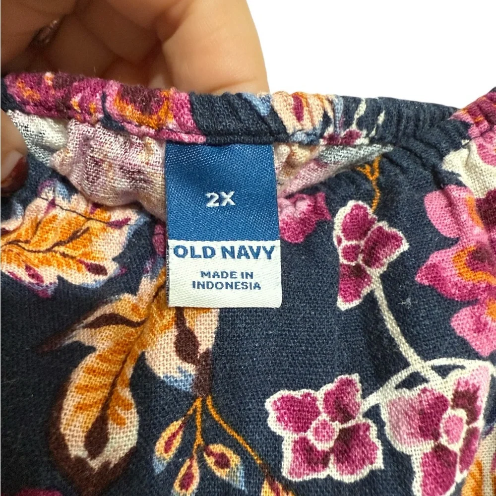Old Navy Midi Cami Dress Size 2X Navy Pink Floral Pockets - Picture 11 of 12